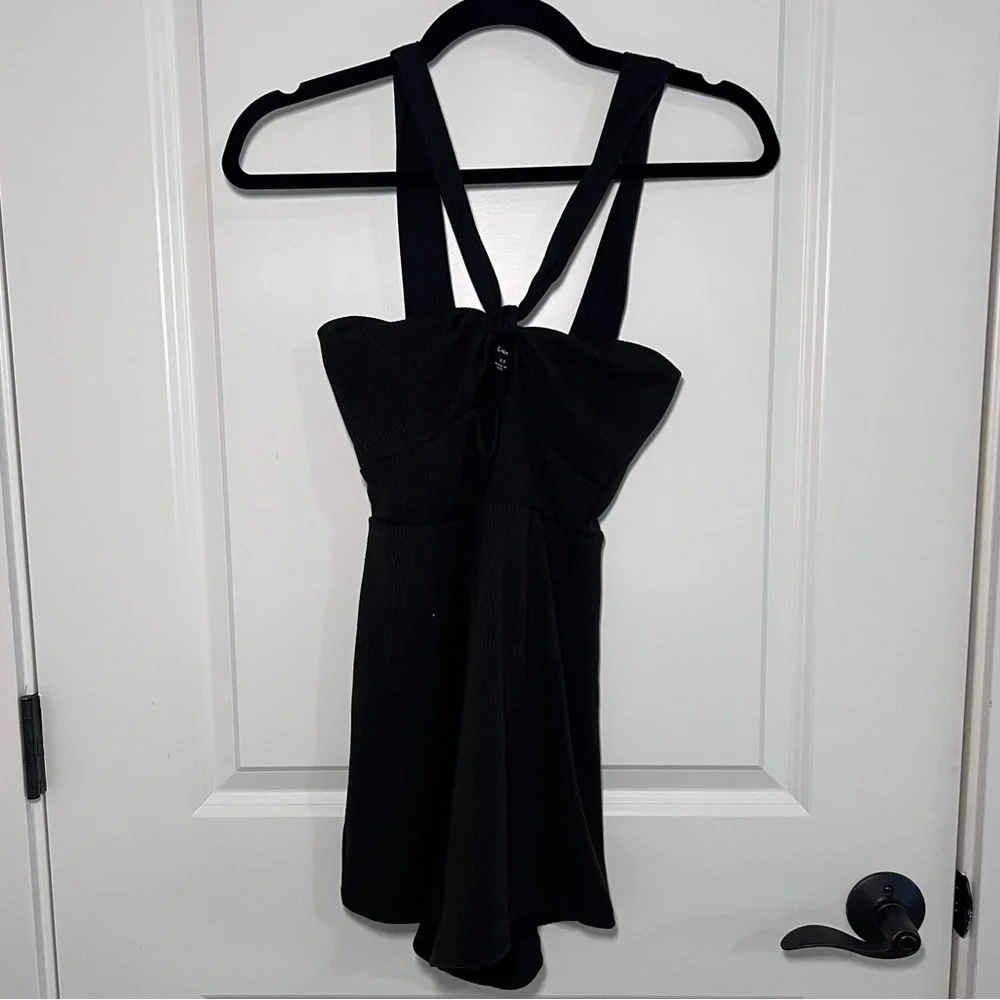 Lulu’s ~ Black Ribbed Romper XS - Picture 2 of 4